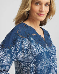 Chico's Women | Crepe Lace-Neck Dress SEAPORT BLUE