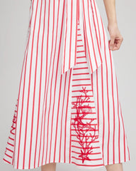 Chico's Women | Embroidered Godet Striped Maxi Dress ALABASTER