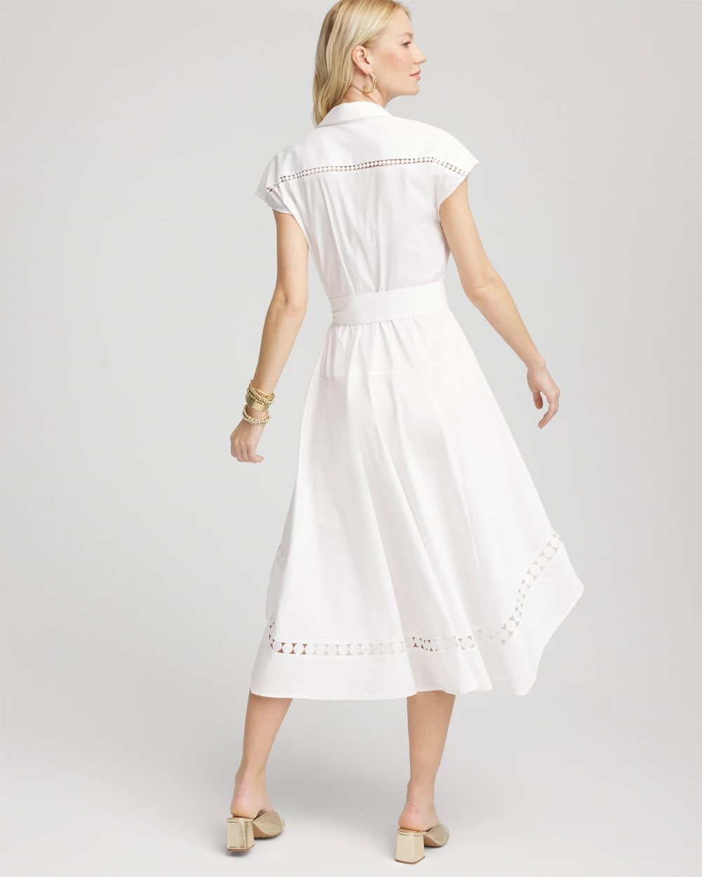 Chico's Women | Poplin Circle Trim Maxi Shirtdress ALABASTER
