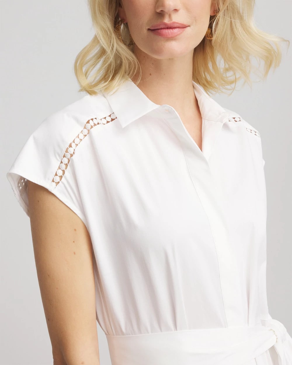 Chico's Women | Poplin Circle Trim Maxi Shirtdress ALABASTER