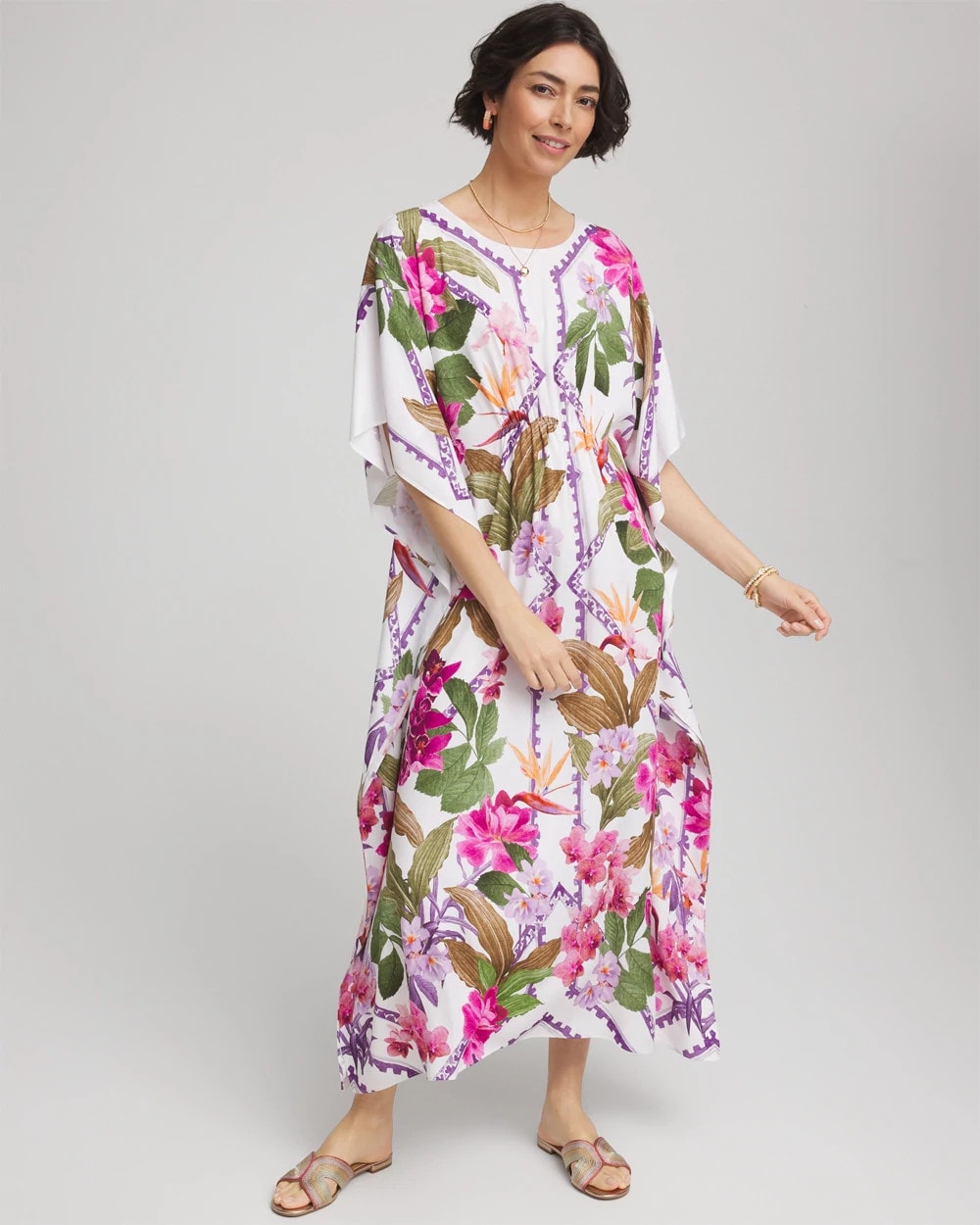 Chico's Women | Island Cinch-Waist Kaftan Dress ECRU