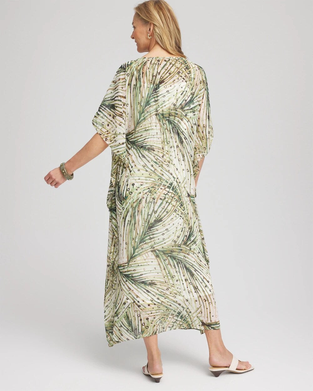 Chico's Women | Crinkle-Chiffon Kaftan Dress ECRU