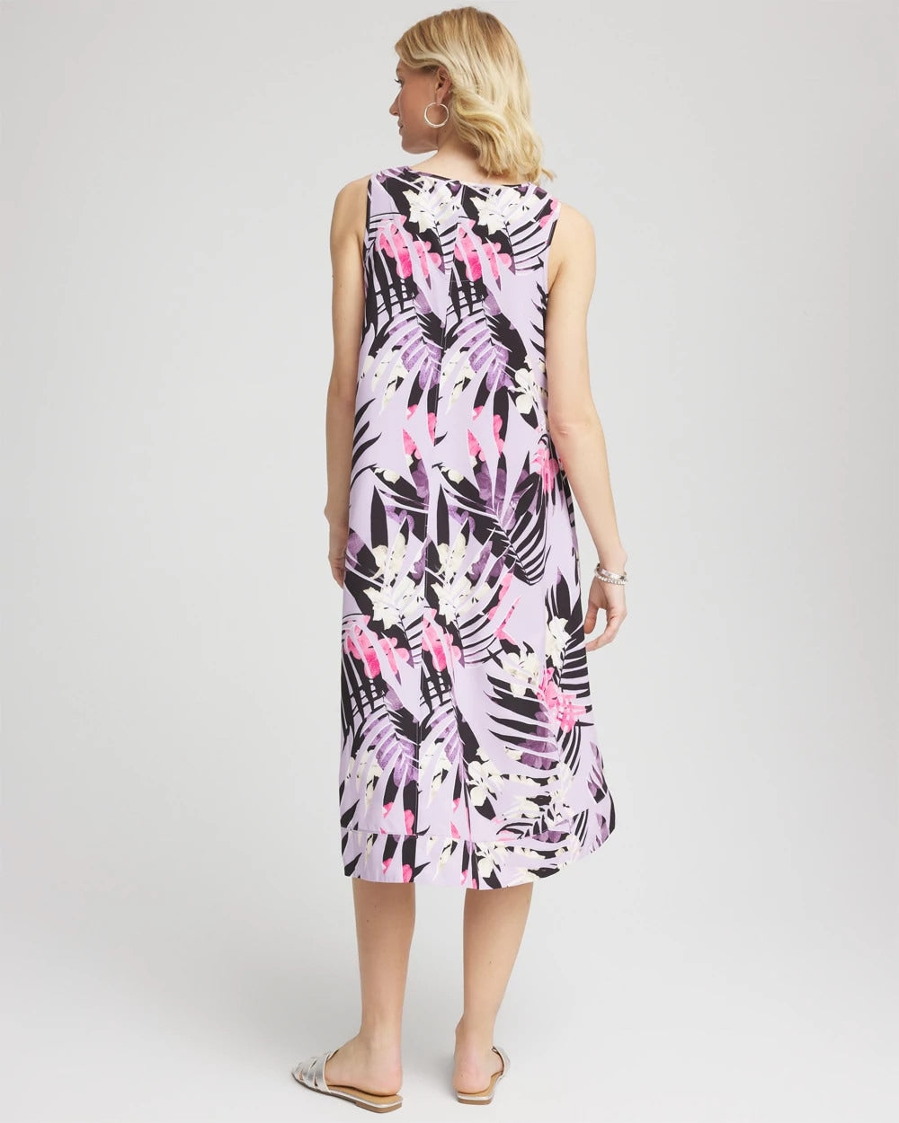 Zenergy® Floral Palms Lightweight Midi Dress