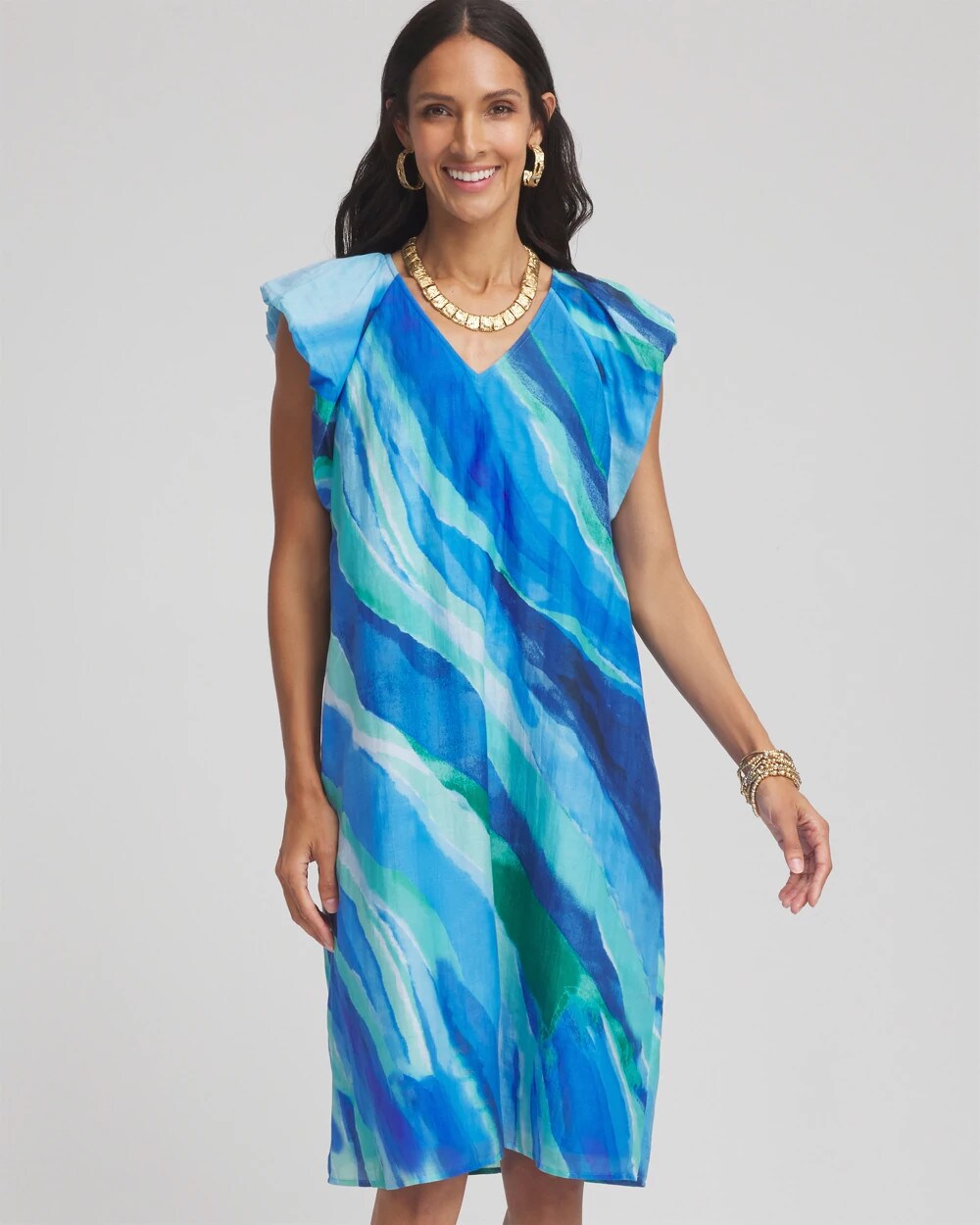 Chico's Women | Cotton-Silk Voile Popover Dress MULTI