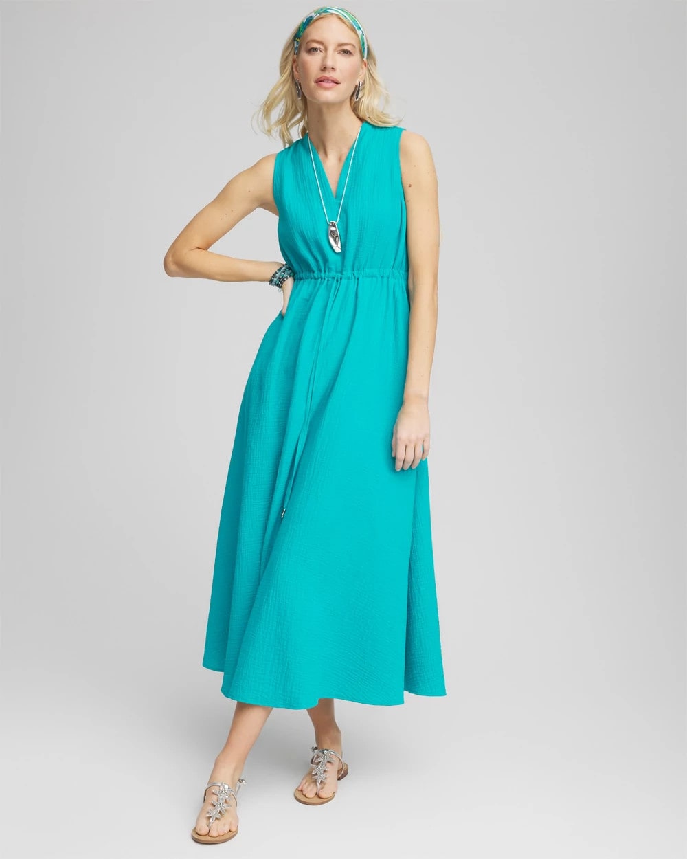 Chico's Women | Sleeveless Maxi Gauze Dress SEASPRAY