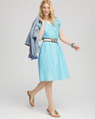 Chico's Women | Cotton-Silk Voile Popover Dress PARADISO BLUE