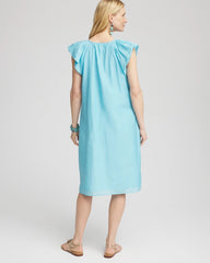Chico's Women | Cotton-Silk Voile Popover Dress PARADISO BLUE