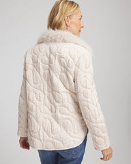Chico's Women | Quilted Faux Fur Collar Jacket CREAM