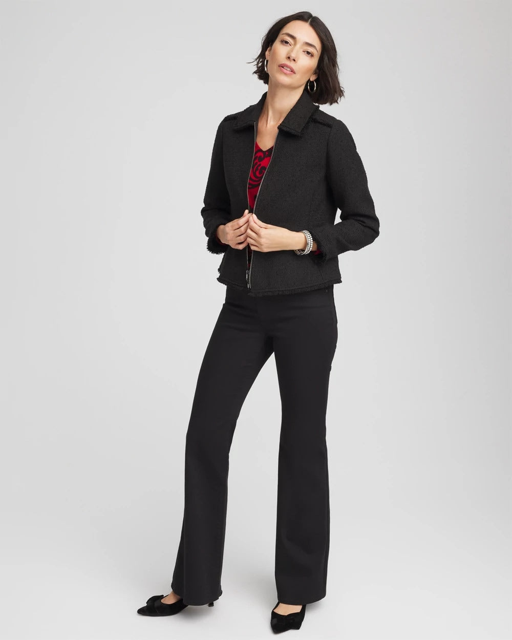 Chico's Women | Bouclé Peplum Jacket BLACK