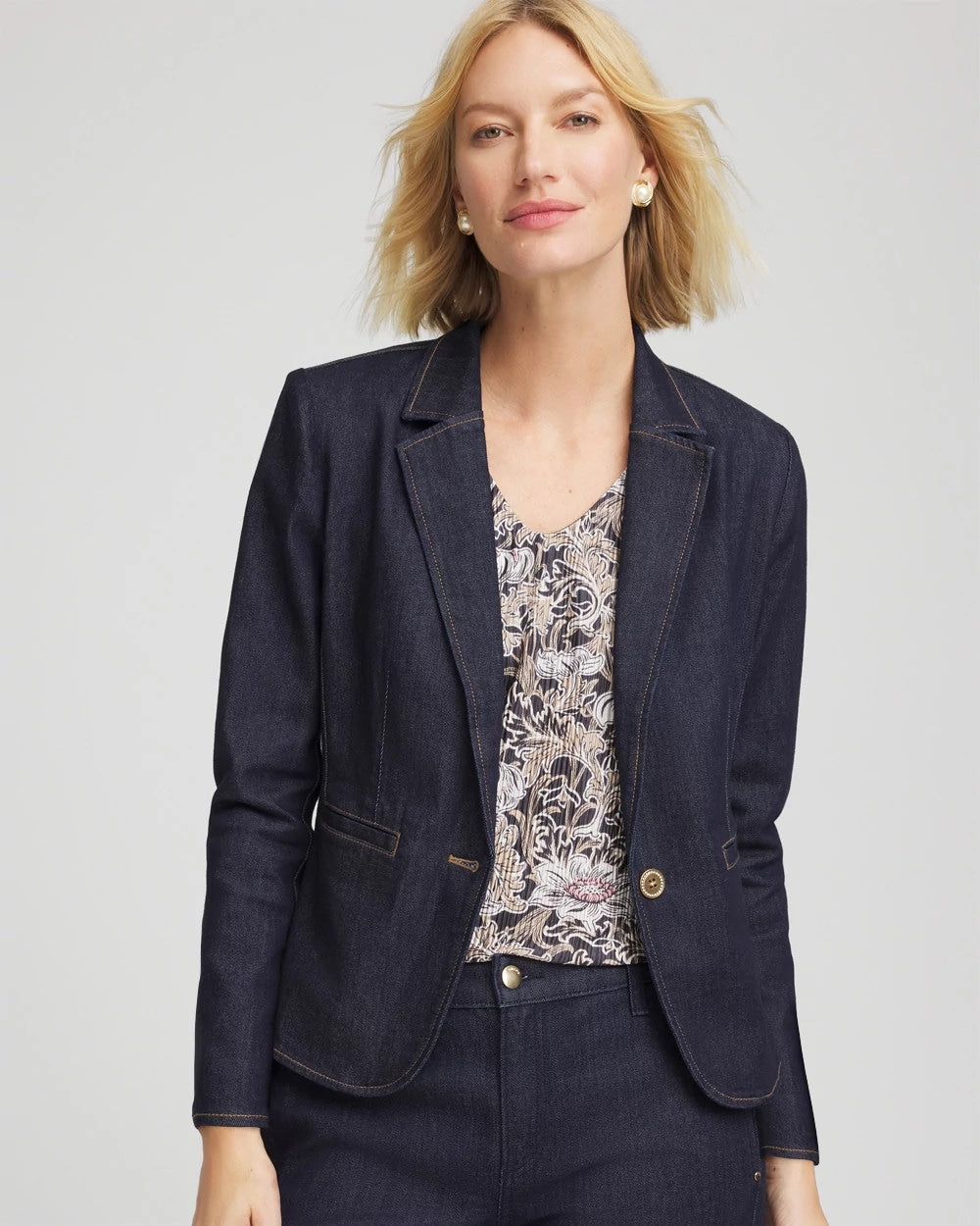 Chico's Women | Denim Peplum Blazer CEDAR RINSE