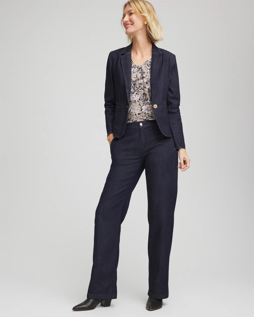 Chico's Women | Denim Peplum Blazer CEDAR RINSE