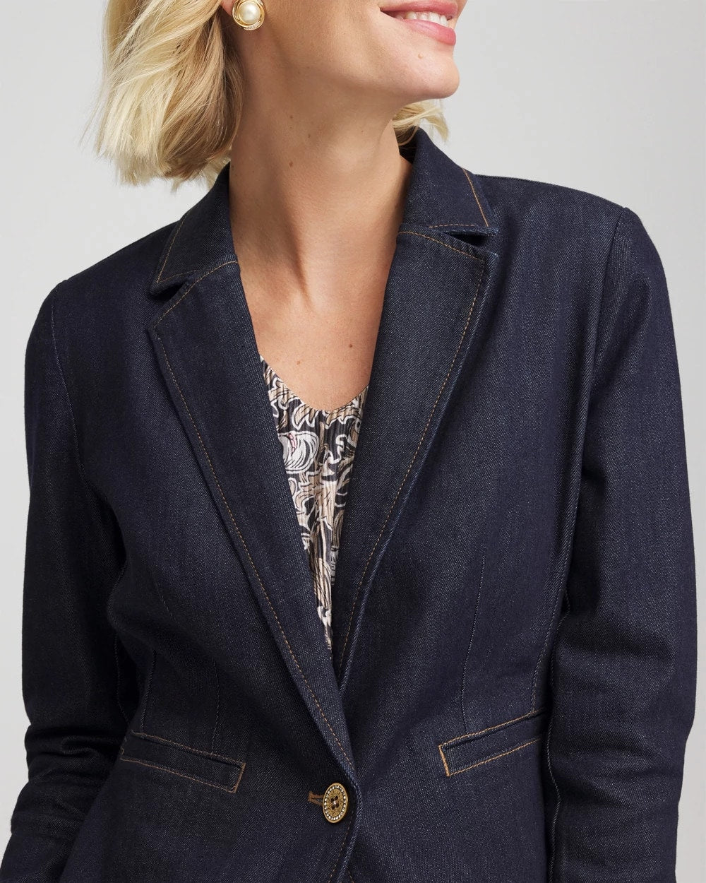 Chico's Women | Denim Peplum Blazer CEDAR RINSE