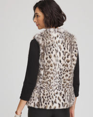 Chico's Women | Snow Leopard Faux Fur Vest CREAM