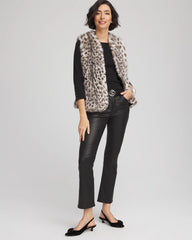 Chico's Women | Snow Leopard Faux Fur Vest CREAM