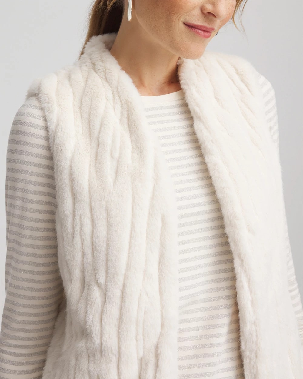 Chico's Women | Elongated Faux Fur Vest ENGLISH CREAM