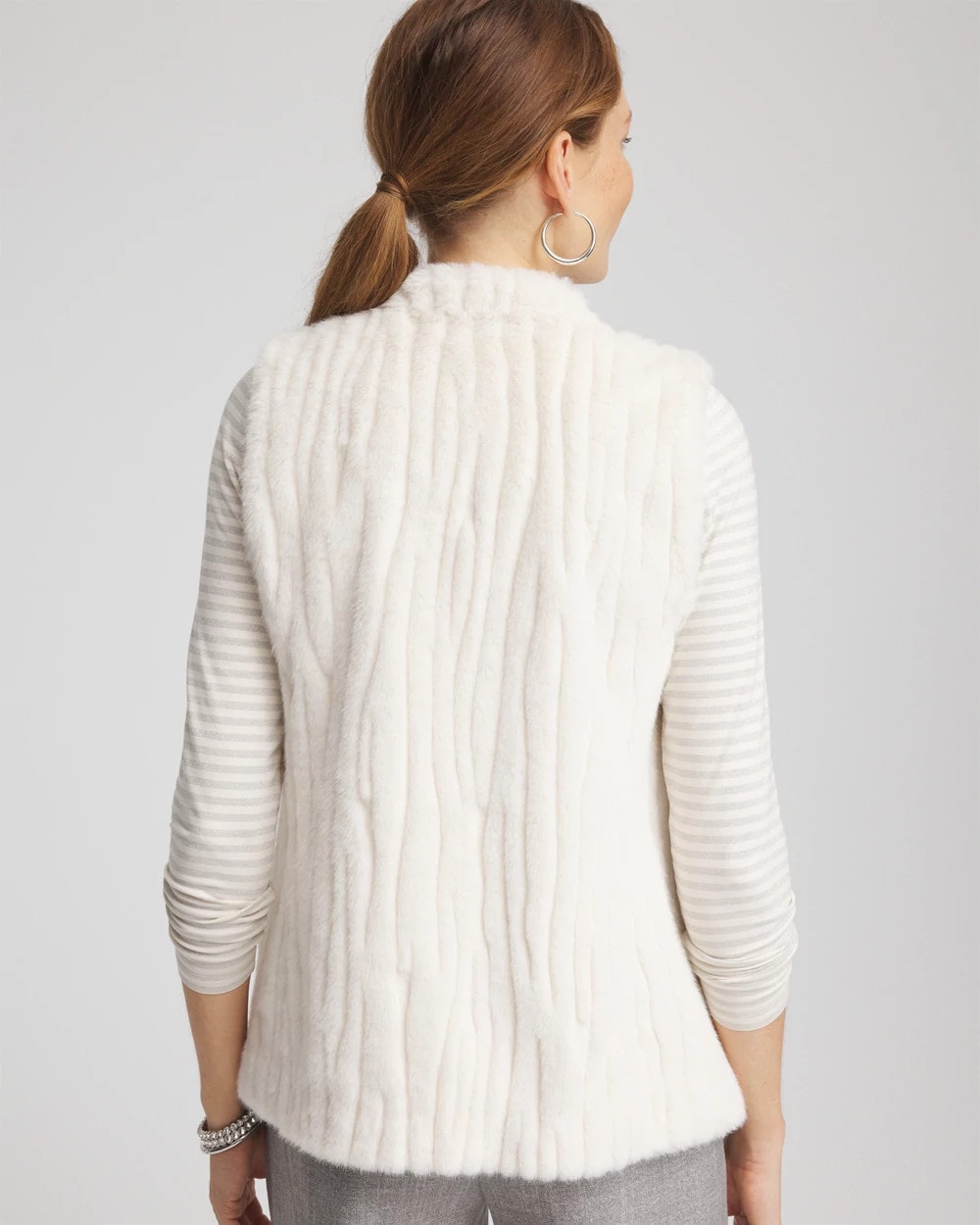 Chico's Women | Elongated Faux Fur Vest ENGLISH CREAM