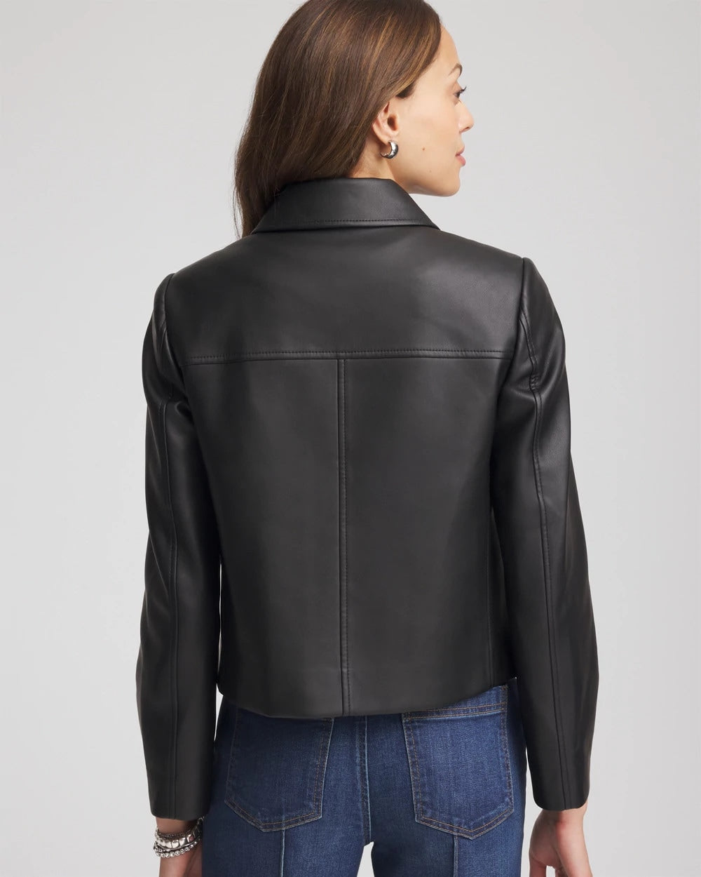 Chico's Women | Faux Leather Zip-Front Jacket BLACK