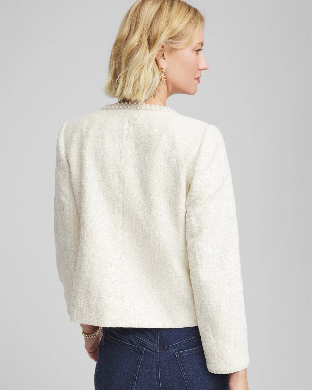 Chico's Women | Pearl Trim Tweed Jacket ENGLISH CREAM