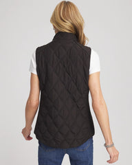 Chico's Women | Rib Trim Quilted Vest BLACK