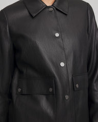 Chico's Women | Snap Front Faux Leather Jacket BLACK