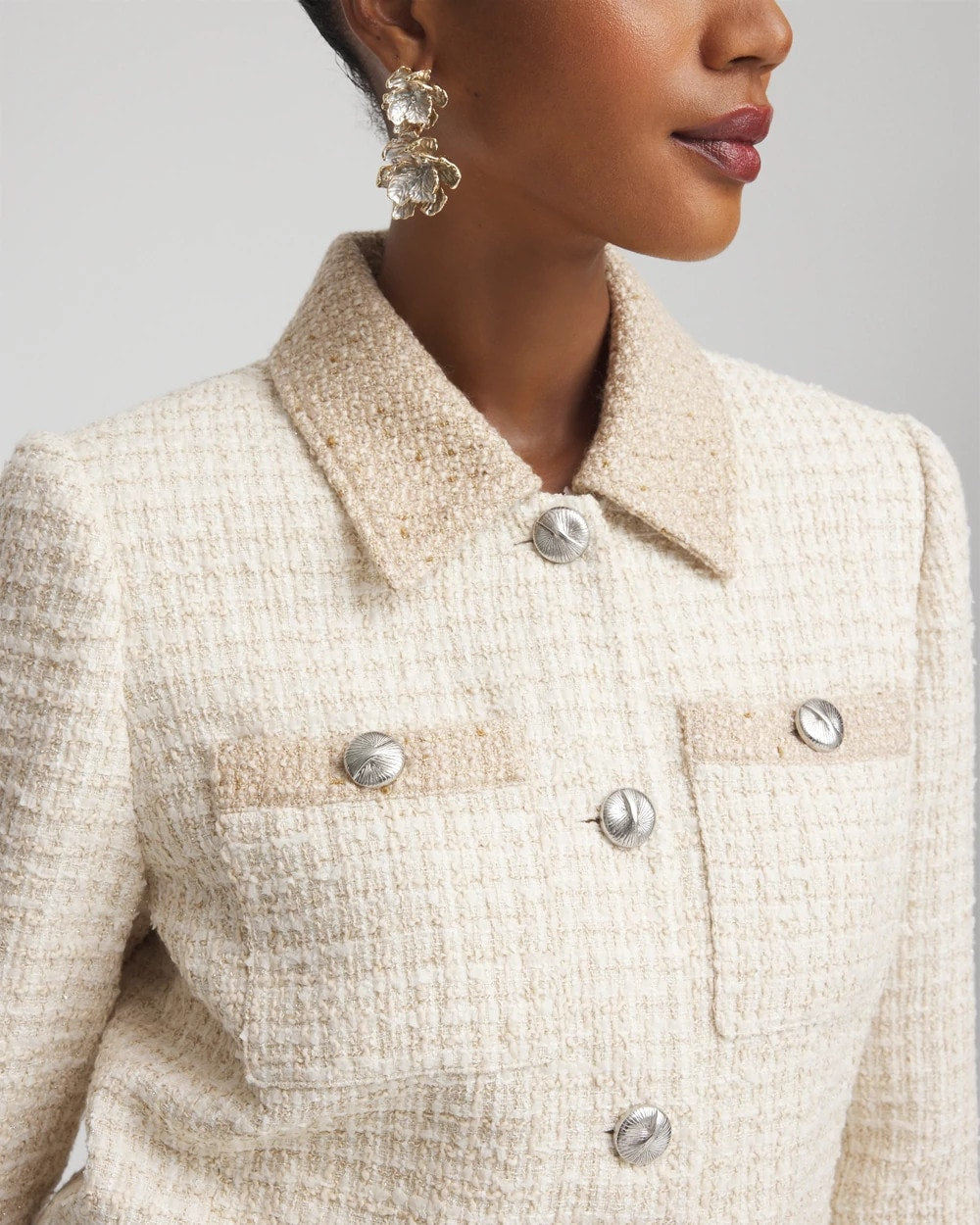 Chico's Women | Tonal Neutral Tweed Jacket NEUTRAL
