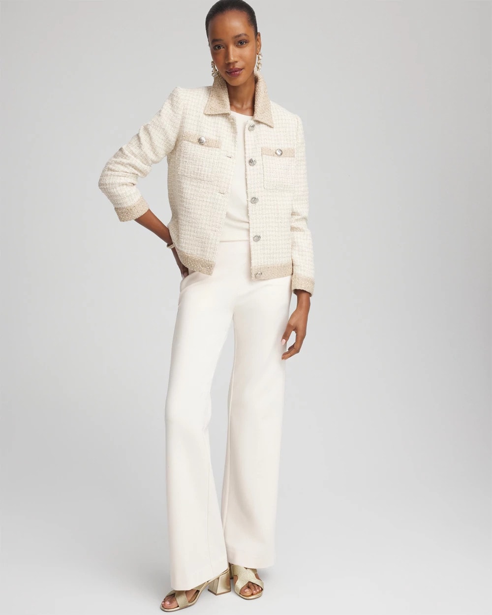 Chico's Women | Tonal Neutral Tweed Jacket NEUTRAL