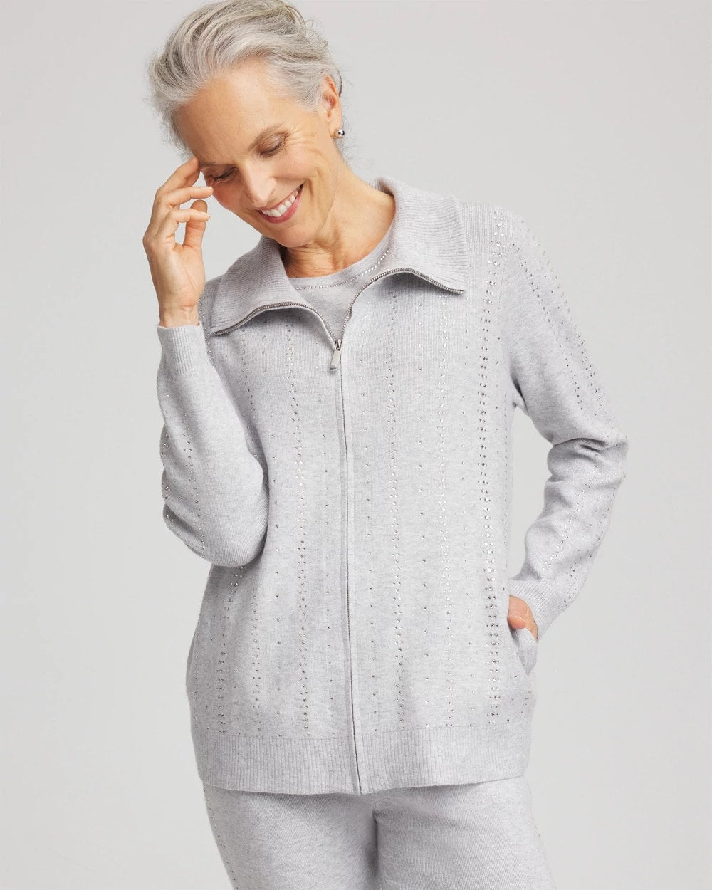 Zenergy® Luxe Diamante Zip Cardigan