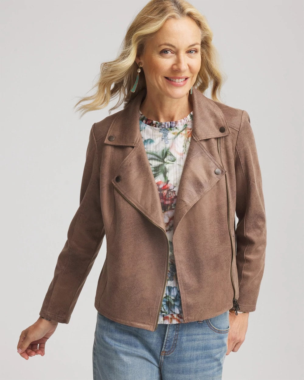 Chico's Women | Suede Moto Jacket DRIED MUSHROOM