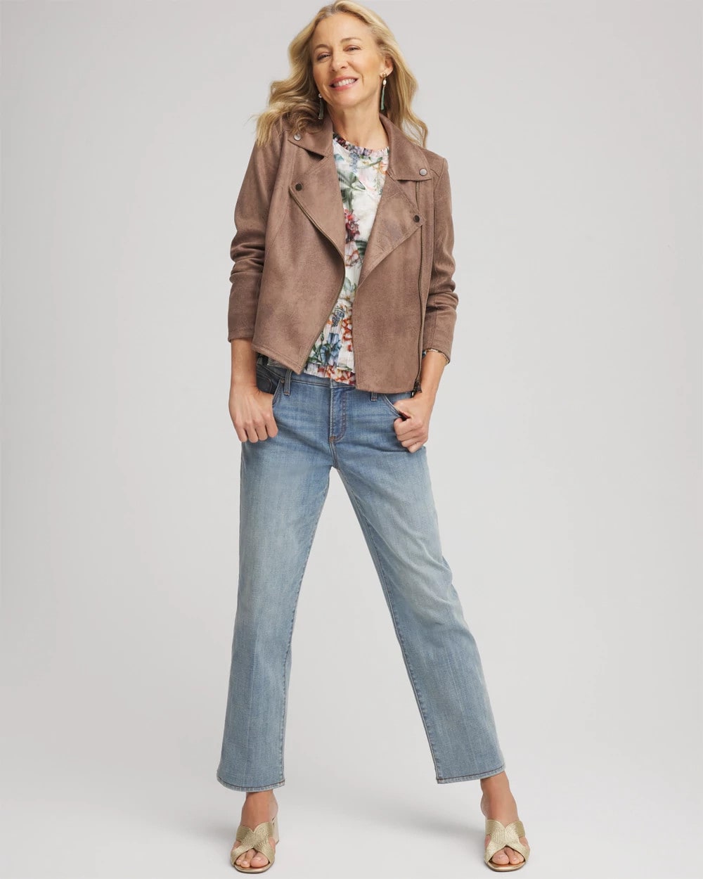 Chico's Women | Suede Moto Jacket DRIED MUSHROOM