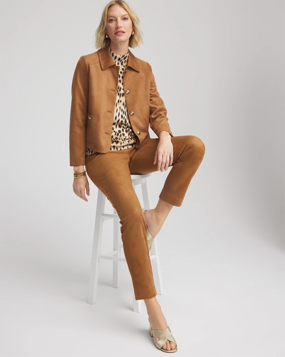 Chico's Women | Suede Cropped Jacket BURNT SIENNA