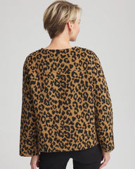Chico's Women | Fuzzy Collarless Animal Print Jacket CAMEL