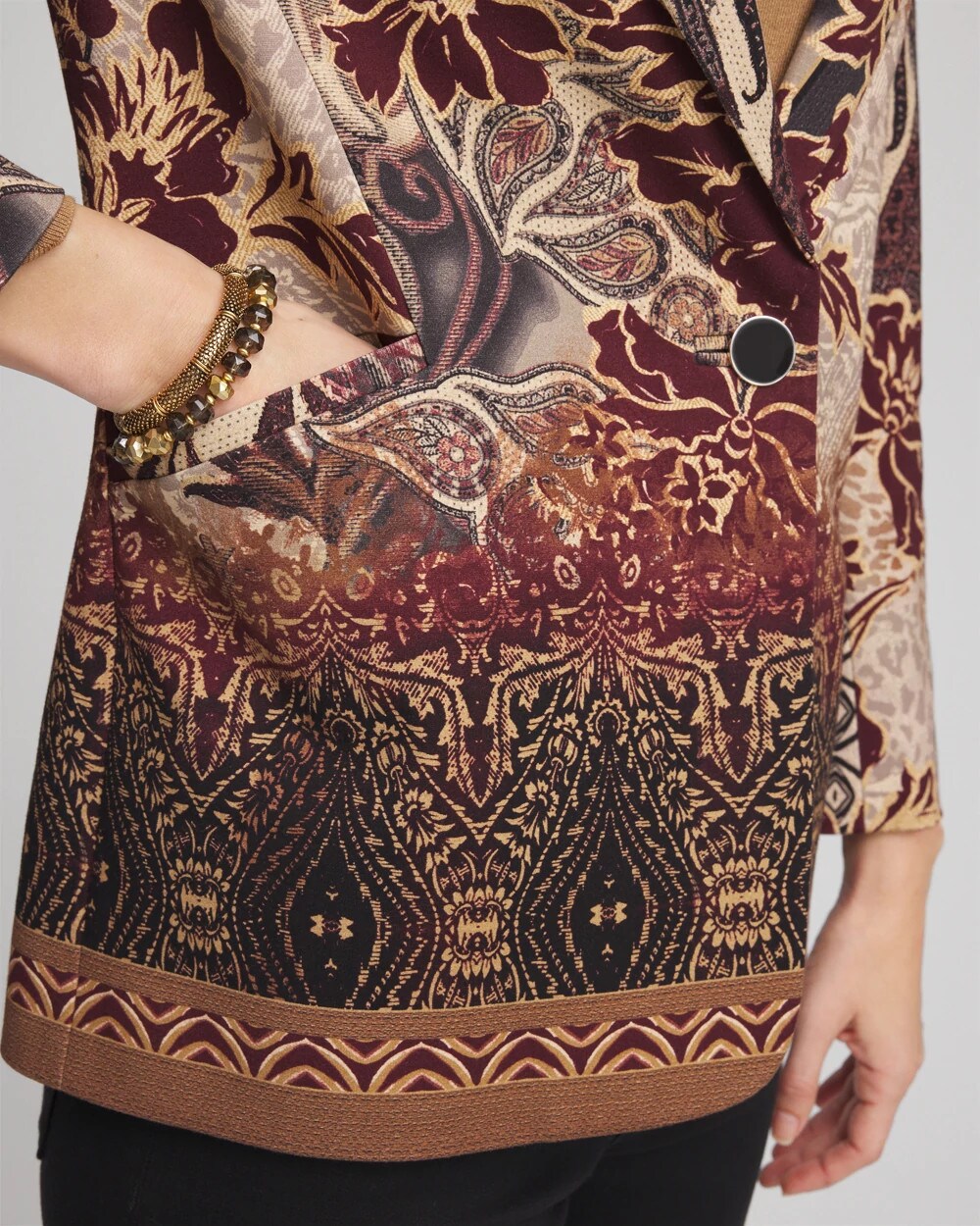 Chico's Women | Artisanal Print Ponte Blazer GRAPHITE GRAY