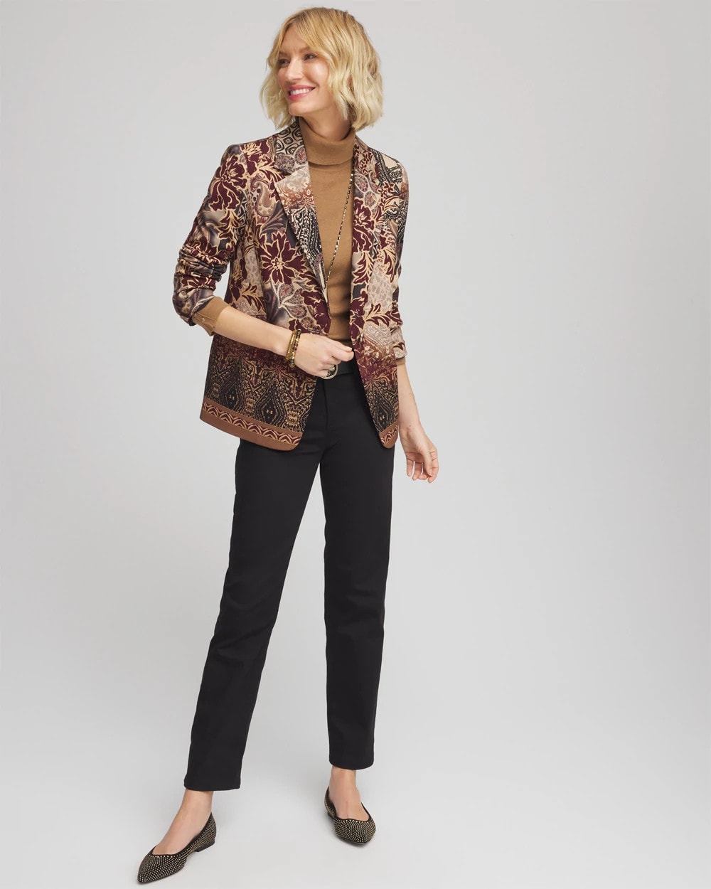Chico's Women | Artisanal Print Ponte Blazer GRAPHITE GRAY