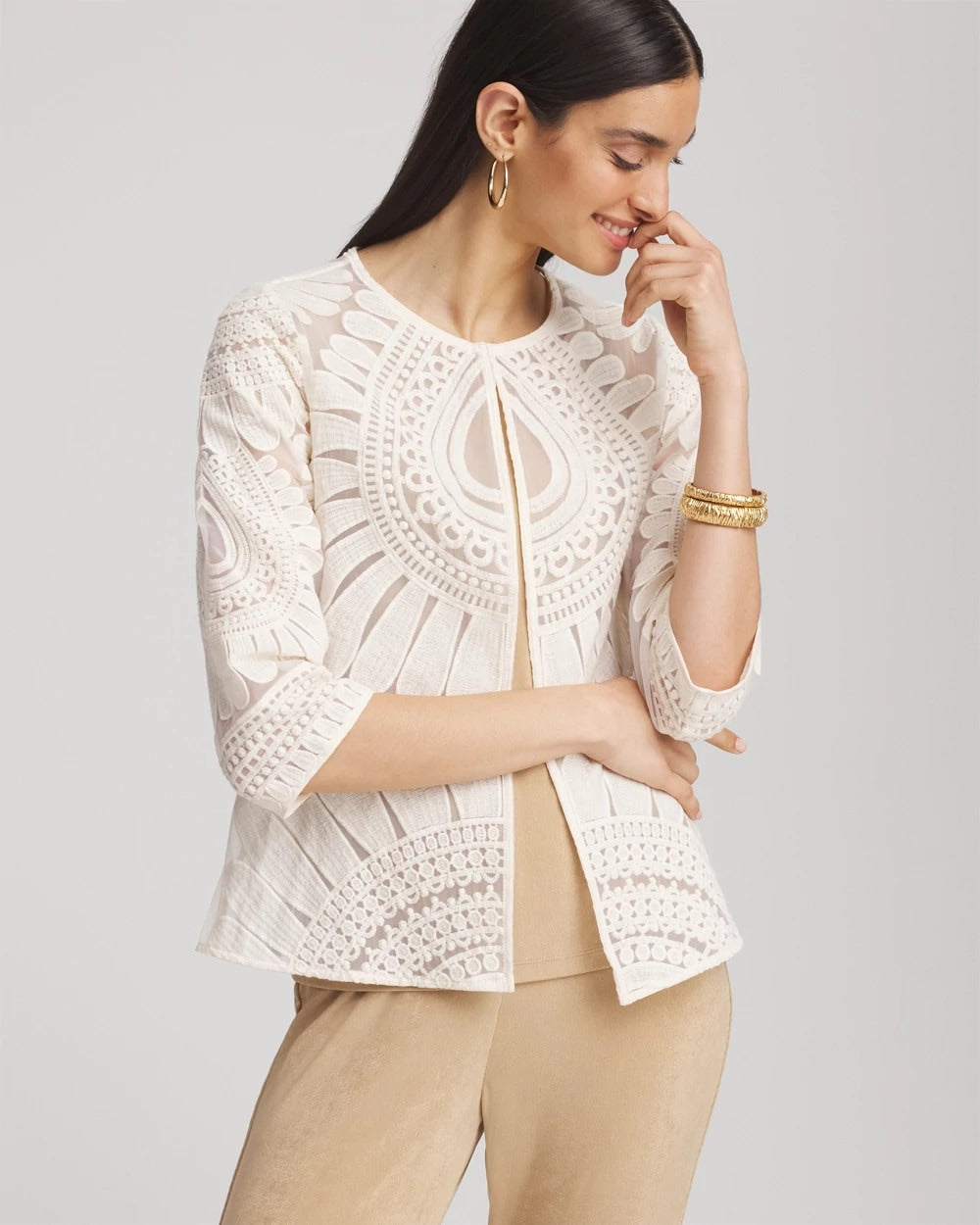 Travelers™ Collection Embroidered 3/4 Sleeve Jacket