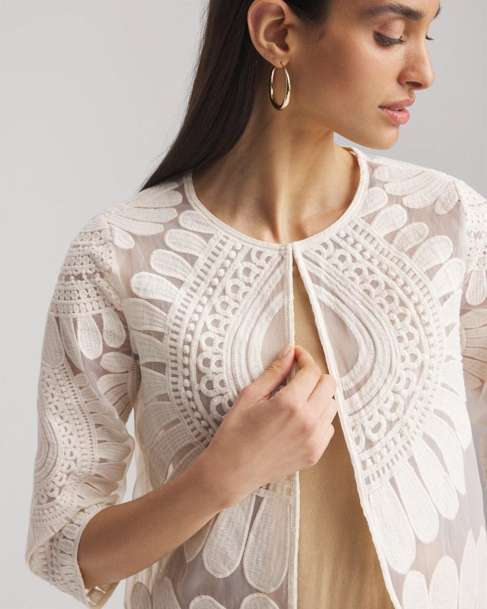 Travelers™ Collection Embroidered 3/4 Sleeve Jacket