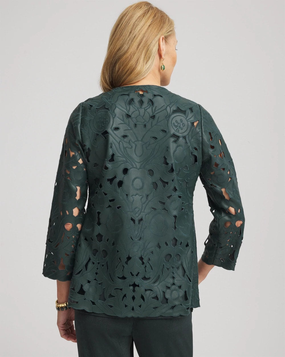 Travelers™ Collection Faux Leather Floral Jacket
