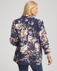 Chico's Women | Floral Ruched Sleeve Blazer PASSPORT BLUE