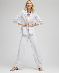 Chico's Women | Striped Linen Stretch Blazer ALABASTER