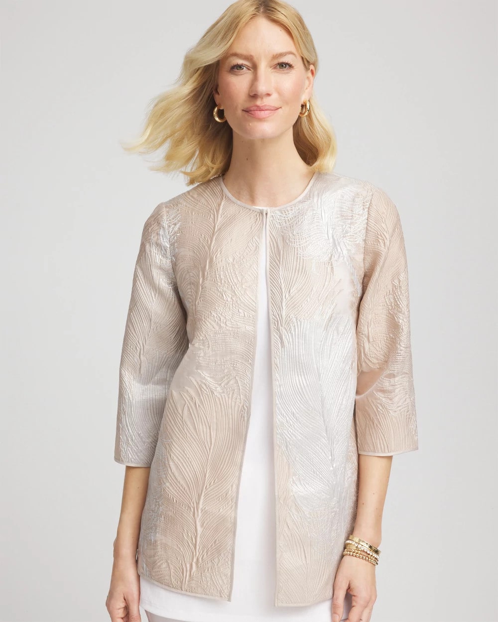 Travelers™ Collection Metallic 3/4 Sleeve Jacket