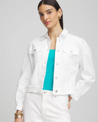 Chico's Women | Embroidered Relaxed Denim Jacket ALABASTER
