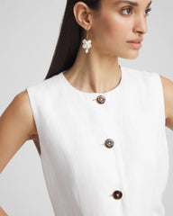 Chico's Women | Linen Button-Front Shirt Vest ALABASTER
