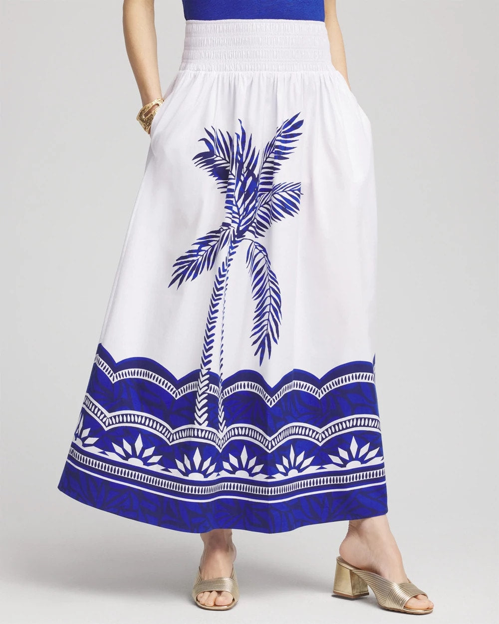 Tropical Smocked Waist Pull-On Skirt