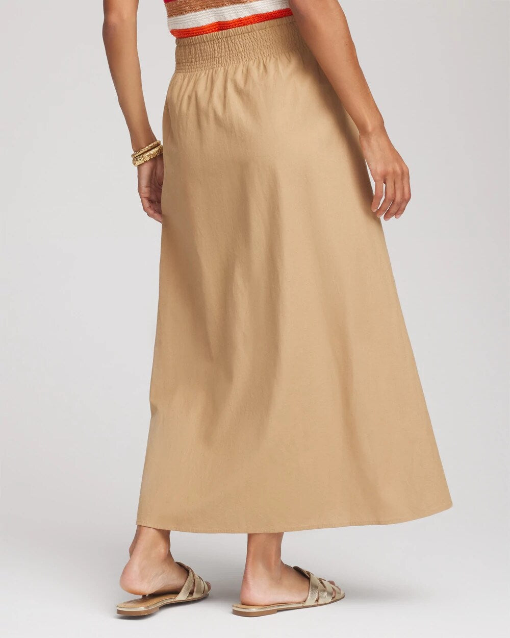 Smocked Pull-On Midi Skirt