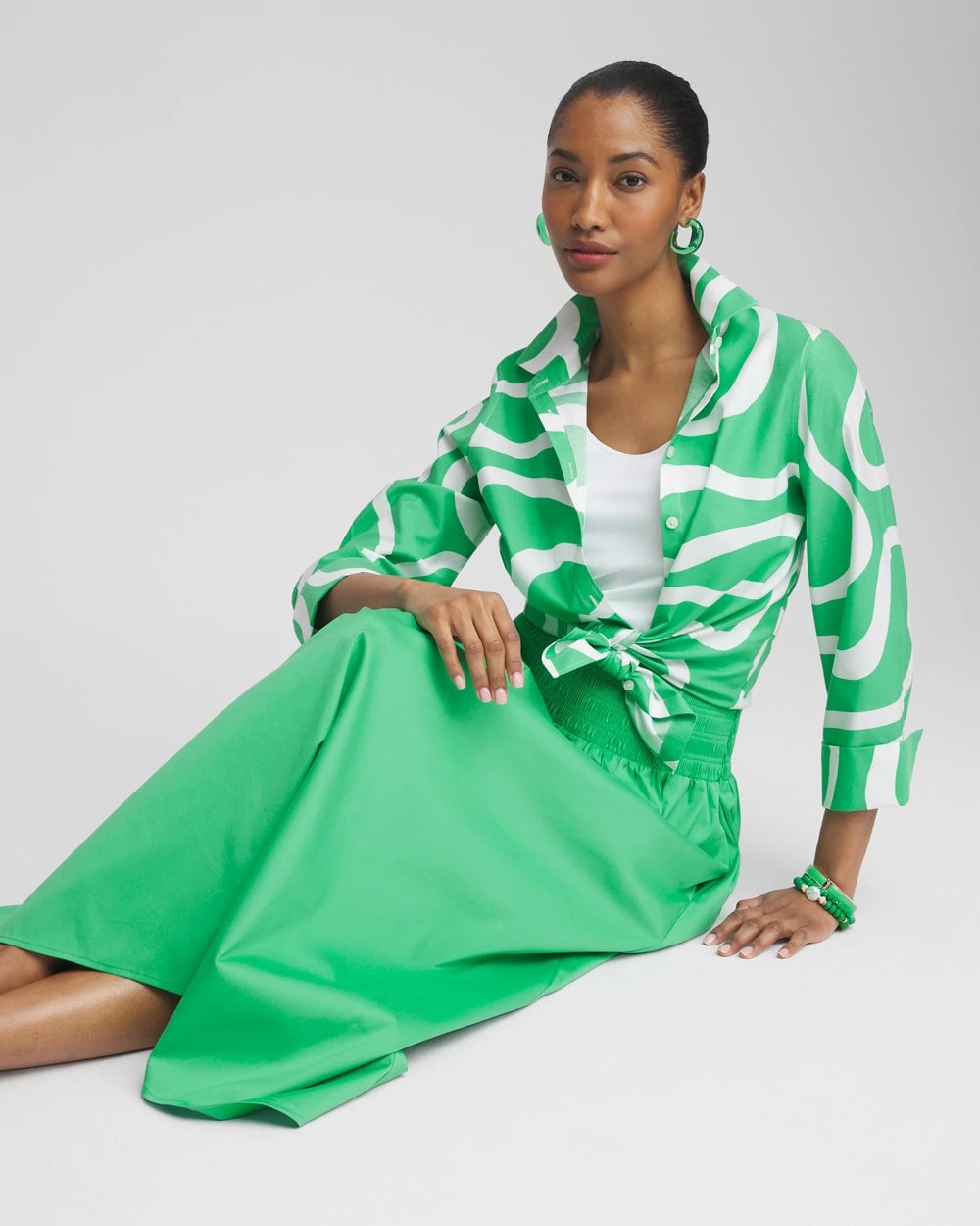 Poplin Smocked Waist Skirt