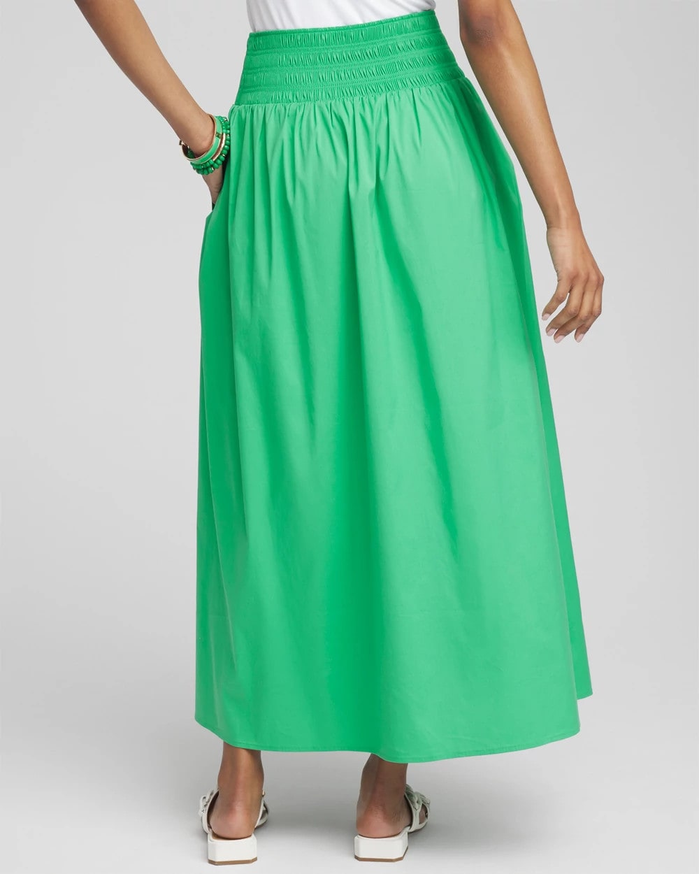 Poplin Smocked Waist Skirt