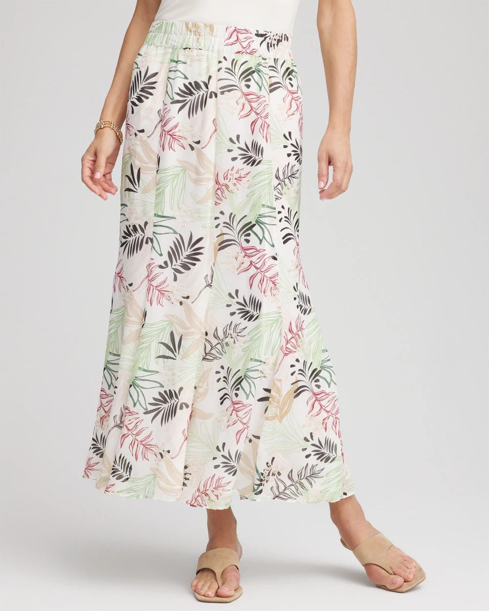 Floral Embroidered Crinkle Maxi Skirt