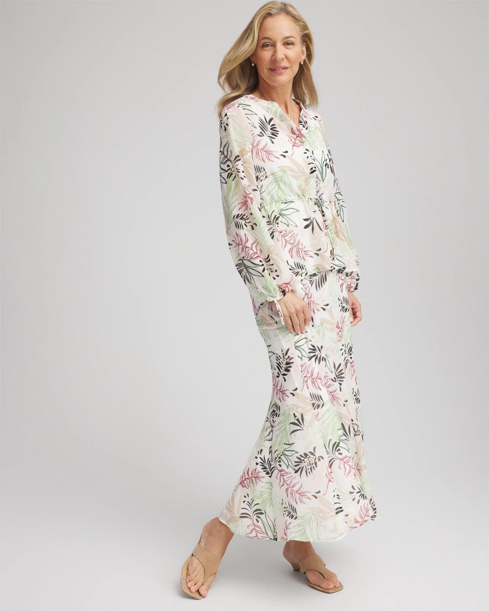 Floral Embroidered Crinkle Maxi Skirt