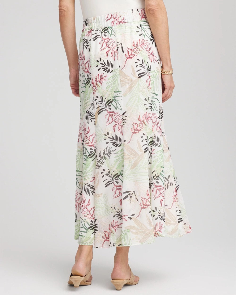 Floral Embroidered Crinkle Maxi Skirt