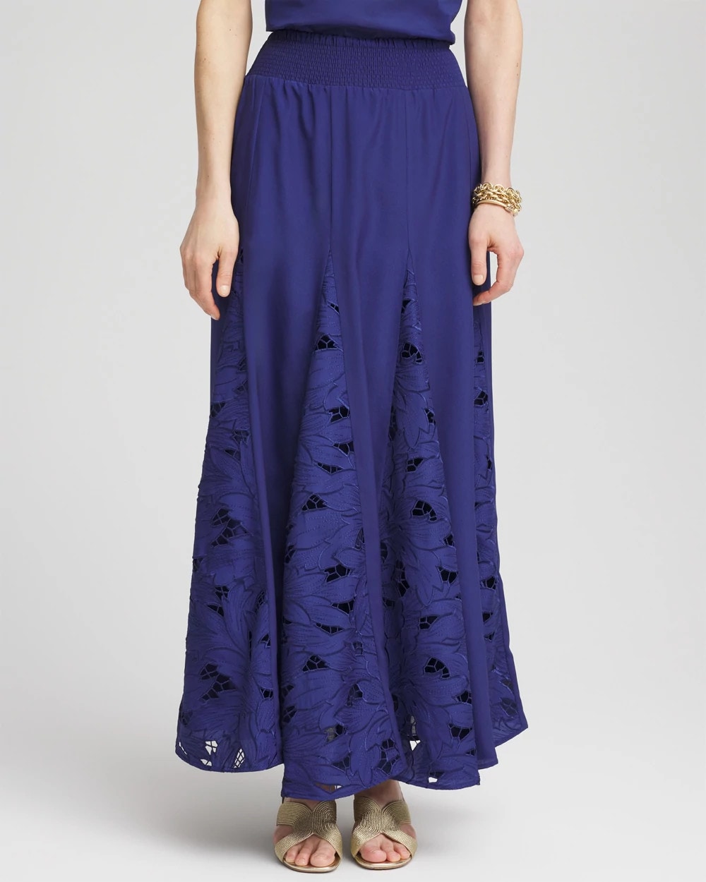 Godet Maxi Eyelet Skirt