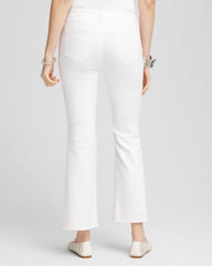 Chico's Women | Petite No Stain Girlfriend Fray Hem Kick Flare Jeans ALABASTER